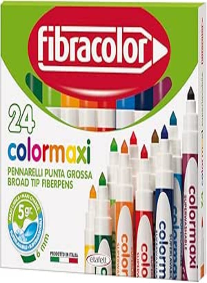 Fibracolor Colormaxi Broad Point Fibre Colouring Pens Super Washable - by Fibracolor